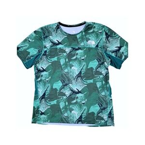 The North Face FlashDry Sunriser Running Shirt XL Green Camo Athletic Tee